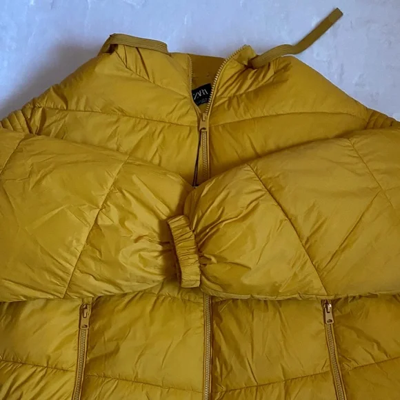 Zara Mustard Yellow Hooded Puffer Jacket - Picture 6 of 14